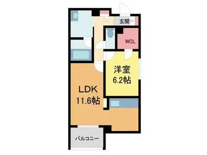 ECRARGE(1LDK/2階)の間取り写真