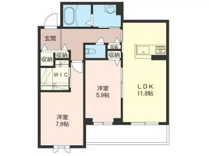 ラフィーナ・コート(2LDK/1階)の間取り写真