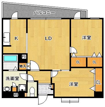 ウイング真鶴(2LDK/5階)の間取り写真
