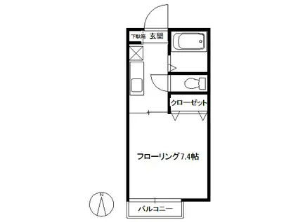 デルニエB棟(1K/2階)の間取り写真