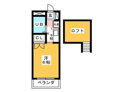 エンゼルパレス(ワンルーム/2階)の間取り写真