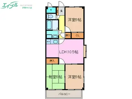 中川ファーストマンションIII(3LDK/2階)の間取り写真