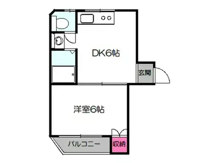 エトワルK II(1DK/2階)の間取り写真
