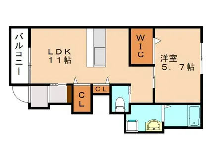 エターナルみやび(1LDK/1階)の間取り写真