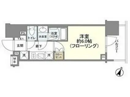 ピアース渋谷ウエスト(1K/9階)の間取り写真