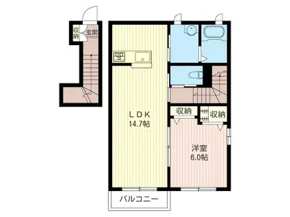 ヴェルディール弐番館(1LDK/2階)の間取り写真