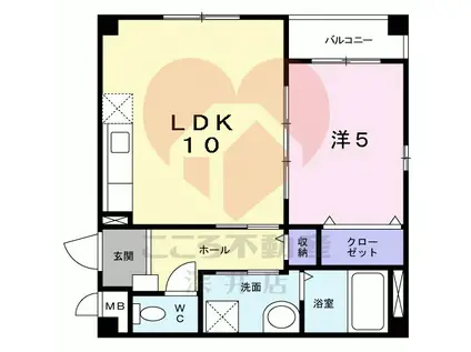 ユーヴェSII(1LDK/3階)の間取り写真