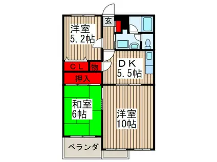 メゾン・ドゥ・アンソレイ(3DK/1階)の間取り写真