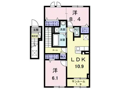 メゾンドラーゴ(2LDK/2階)の間取り写真