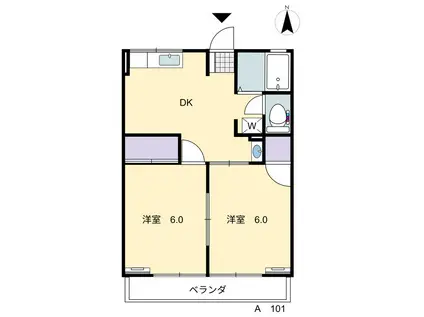 パークコート平井 A(2DK/1階)の間取り写真