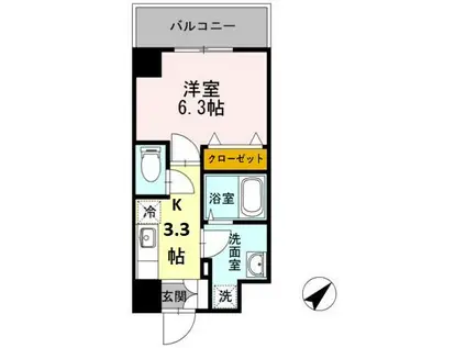 HILL FLAT OSAKI(1K/3階)の間取り写真