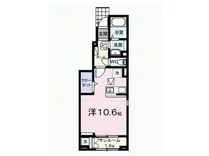 GRAN・M(ワンルーム/1階)の間取り写真