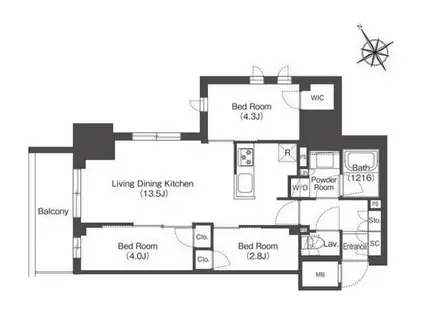 コンフォリア・リヴ板橋(3LDK/9階)の間取り写真