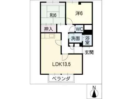 アドリーム一社(2LDK/1階)の間取り写真