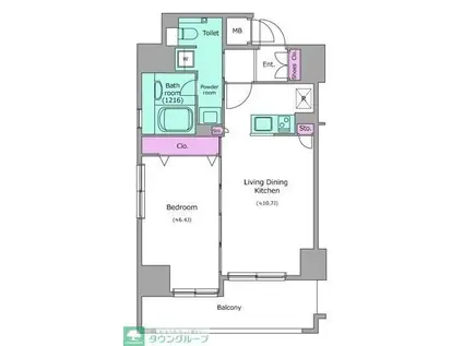 レジディア秋葉原(1LDK/11階)の間取り写真