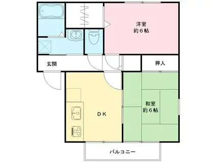 サンメリアB(2DK/1階)の間取り写真