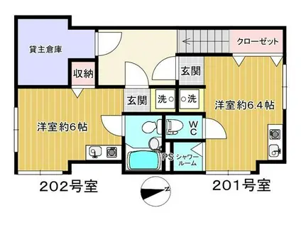 平塚荘(ワンルーム/2階)の間取り写真