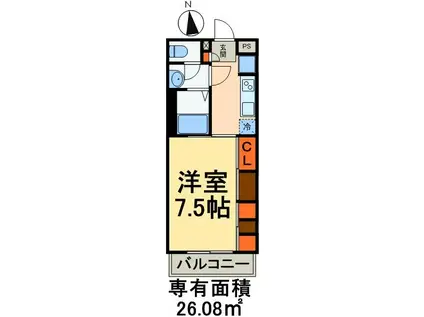 リブリ・アルヴィータ(1K/2階)の間取り写真