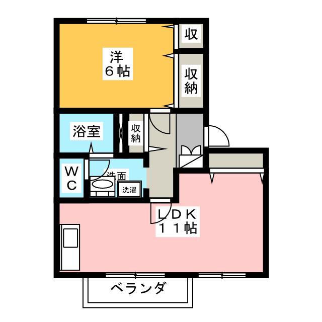 プラムフィールドA(1LDK/1階)の間取り写真