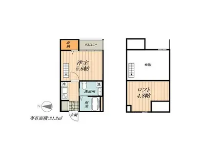 LIBERTE (1K/2階)の間取り写真