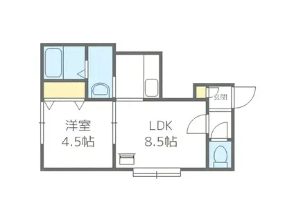 パークヒルズ中島公園(1LDK/2階)の間取り写真