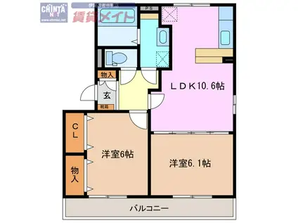 シルキー(2LDK/2階)の間取り写真