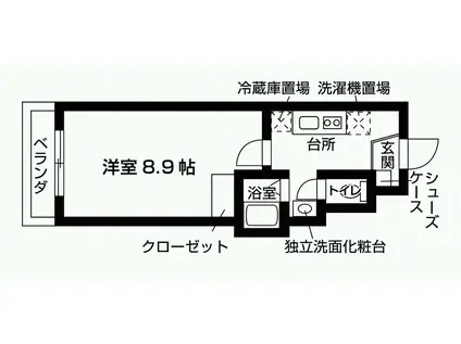 ソル・レヴェンテII(1K/2階)の間取り写真