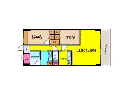 天満リバーサイドプラザ(2LDK/9階)の間取り写真