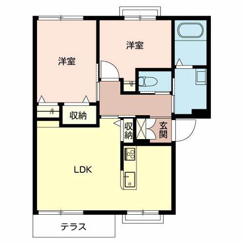 アネックス御立 A棟(2LDK/1階)の間取り写真