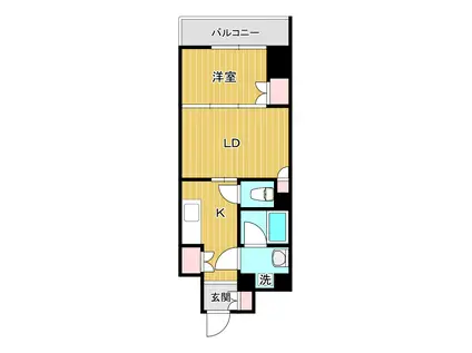 ウエリスアーバン守口(1LDK/6階)の間取り写真