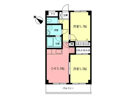 コンフォールEDO(2DK/1階)の間取り写真