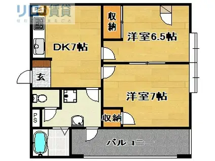 第6高光マンション(2DK/2階)の間取り写真