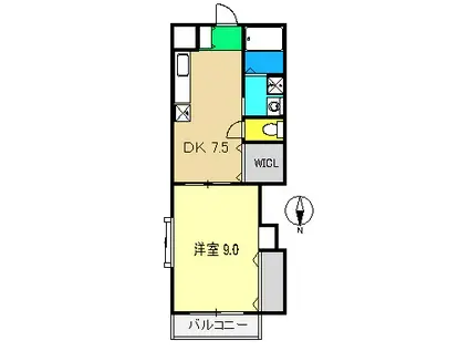 エレガンスYOU C(1DK/2階)の間取り写真