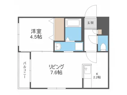 グランディーN22(1LDK/3階)の間取り写真