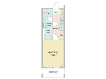 HF草加レジデンス(1K/4階)の間取り写真