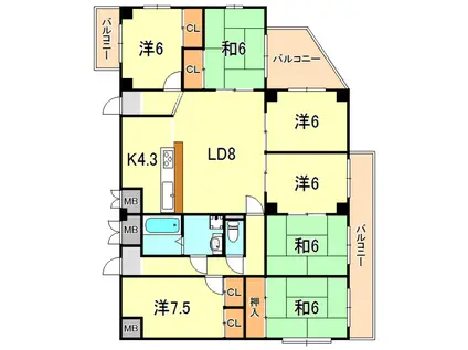 マノワールINO(7LDK/4階)の間取り写真