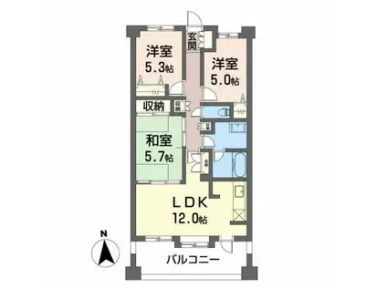 ベルクリア(3LDK/6階)の間取り写真