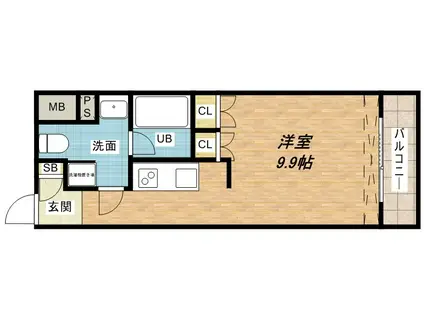 アーデンタワー南堀江(1K/9階)の間取り写真