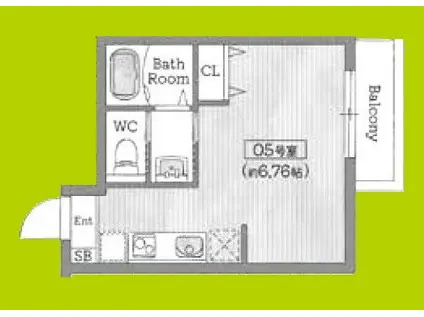 AILE石橋III(1K/2階)の間取り写真