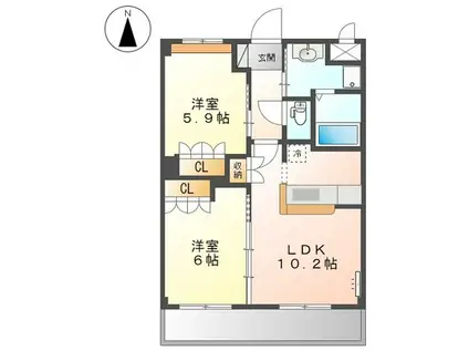 アサヒ2011(2LDK/2階)の間取り写真