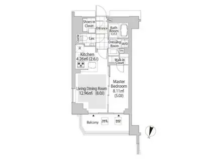 パークフラッツ渋谷神山町(1LDK/7階)の間取り写真