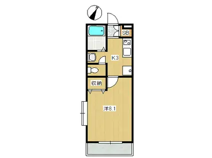 ベルヒーロー参番館(1K/1階)の間取り写真