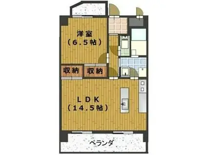 リーブ田の上(1LDK/4階)の間取り写真