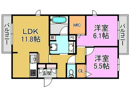 SHAMAISON FOREST(2LDK/1階)の間取り写真