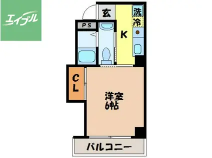 万才町SC(1K/6階)の間取り写真