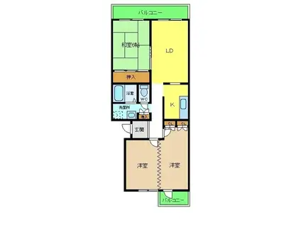 グリーンヒル小金台(3LDK/3階)の間取り写真