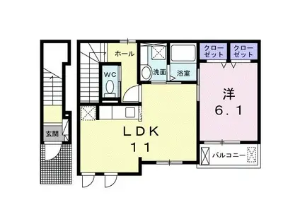 ホームタウン新田II(1LDK/2階)の間取り写真
