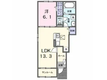 サンメゾンE・F(1LDK/1階)の間取り写真