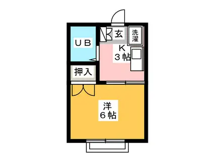 プレール(1K/2階)の間取り写真
