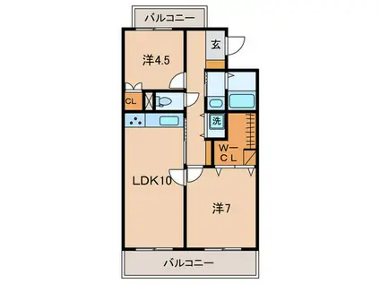 日吉セントラルハイツ(2LDK/2階)の間取り写真